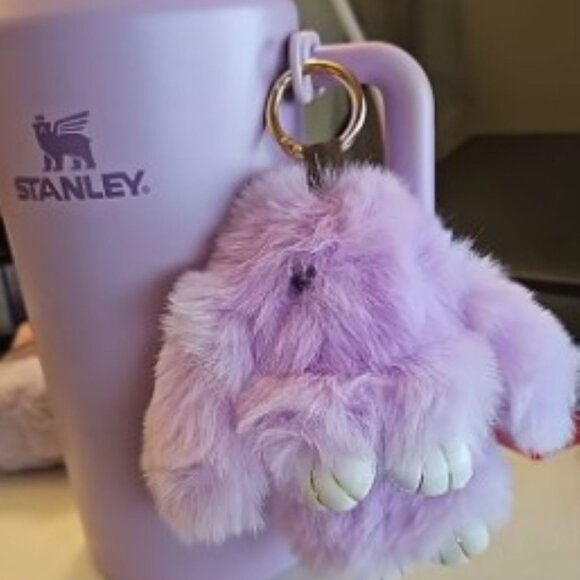 Brown Bunny Plush Keychain – Soft Furry Rabbit Bag Charm - Picture 4 of 5